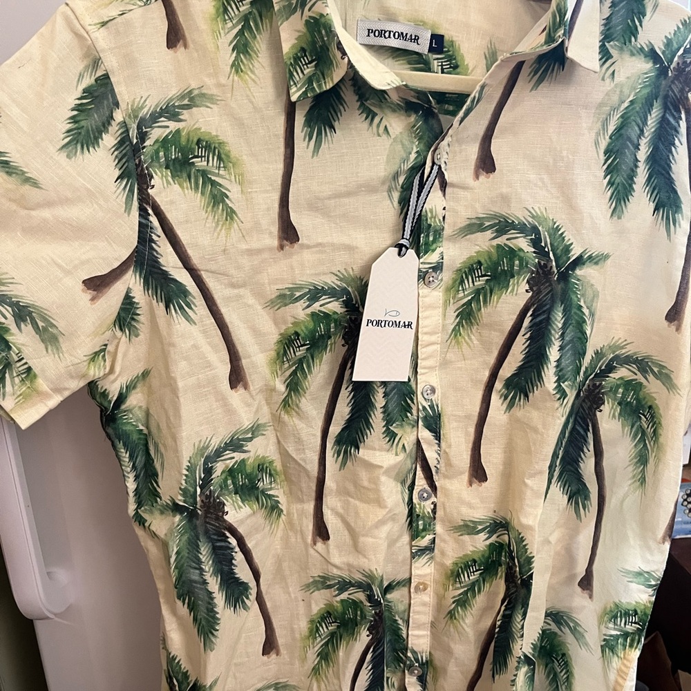 Portomar linen Hawaiian shirt men’s size L,
